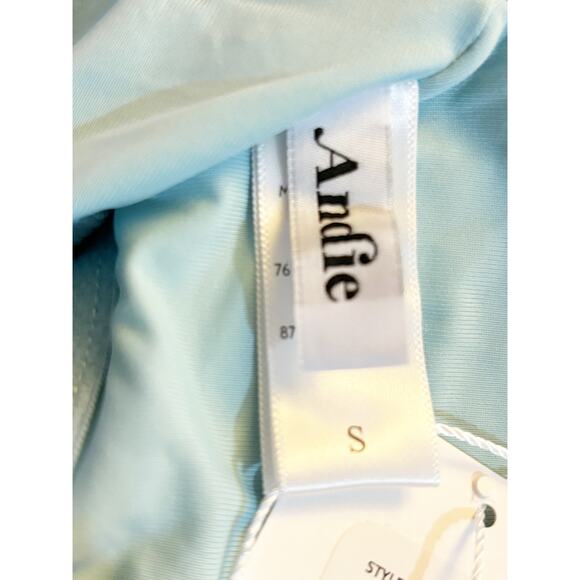 Andie NWT The Longline Bikini Tank Top Size S Blue Stretch Adjustable Straps - Picture 3 of 5